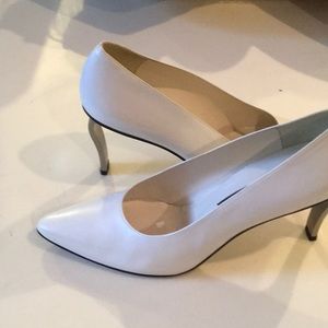 Stuart Weitzman - metal heel pumps pearly white.